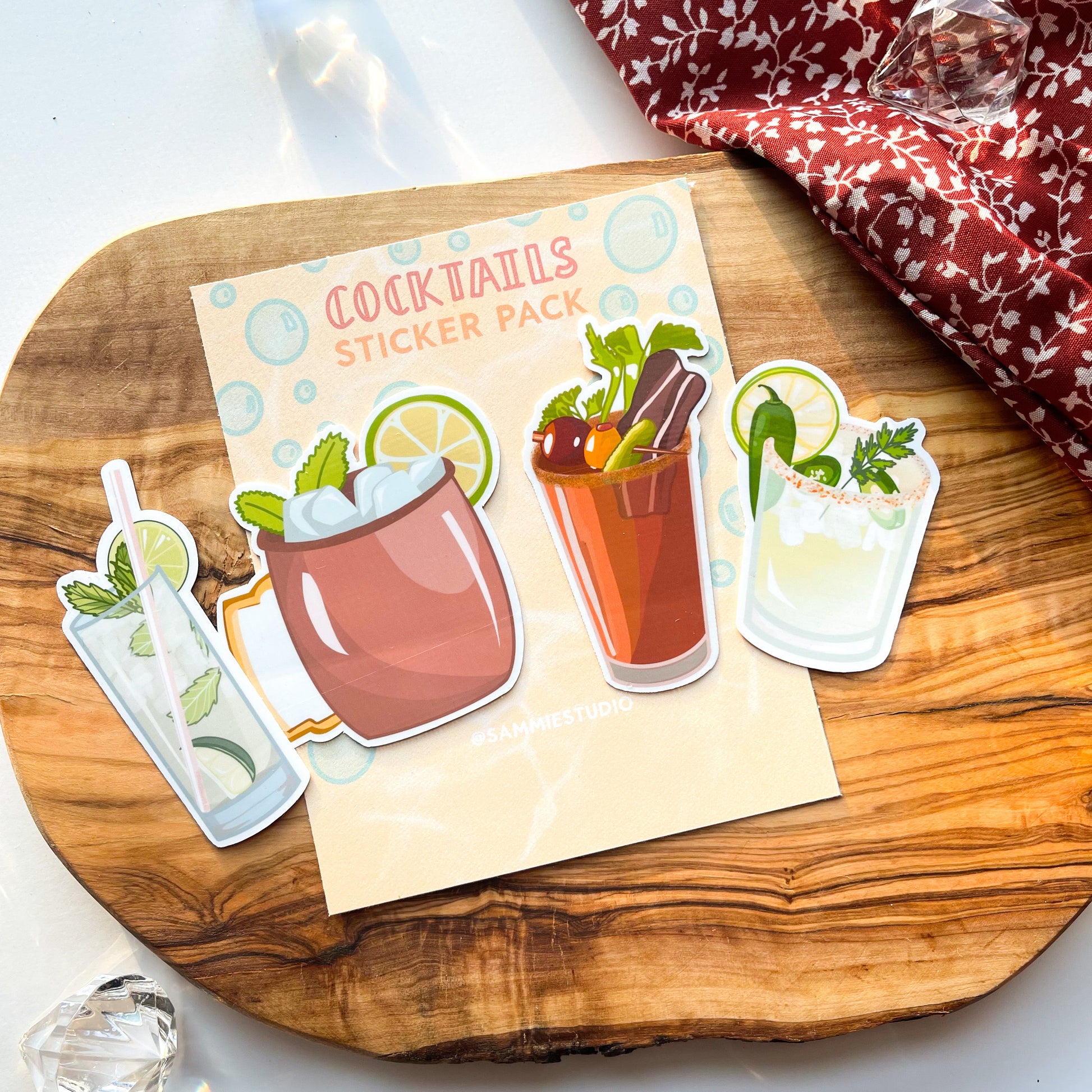 Cocktail Sticker Pack - 4 Fun Drink Stickers – Sammie Studio